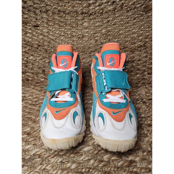 Mens Nike Air NFL Miami Dolphins Speed Turf 525225-102 Aqua Orange Men's 8.5 - Picture 3 of 12